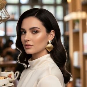 Crystal & Patterned Square Chunky Drop Earrings